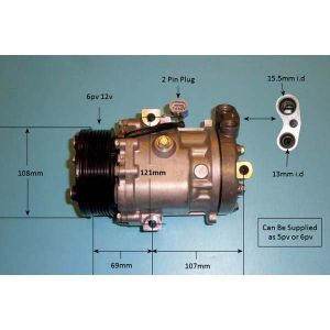 Compressor (AirCon Pump) Vauxhall Astra G Van 1.6 Petrol (Aug 1998 to Sep 2000)