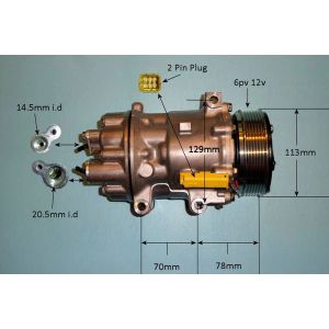 Compressor (AirCon Pump) Citroen C8 2.0 HDi 136HP Diesel (Jul 2006 to Mar 2008)